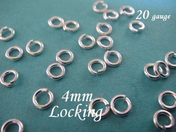50 Pcs 4mm Sterling Silver Locking Jump Rings BULK WHOLESALE 20ga wire
