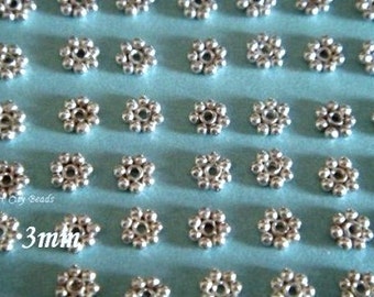 3mm Daisy Spacers, Sterling Silver Bright Spacer Beads, SELECT YOUR QUANTITY