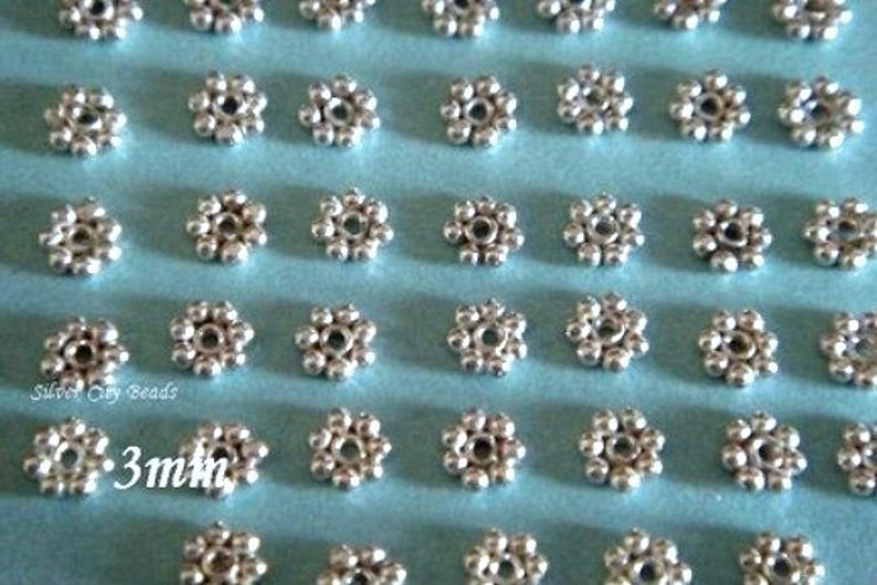 3mm Daisy Spacers, Sterling Silver Bright Spacer Beads, SELECT YOUR QUANTITY image 1