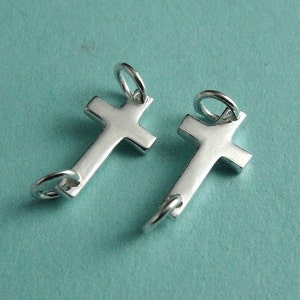 1 Sideways Cross Sterling Silver Sideways Cross Link SALE Charm Pendant, 16x6mm COUPON SALE image 2