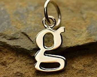 Sterling Silver, Letter "g" Typewriter Lowercase Charm, 925 Alphabet Charms, 1 PC, 16x8x1mm