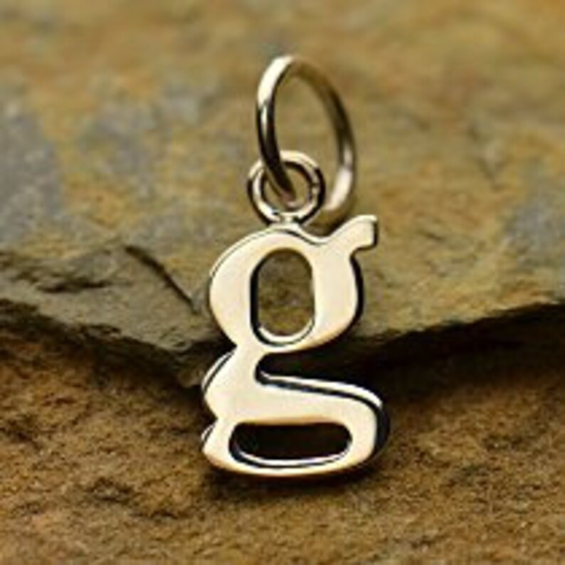 Sterling Silver, Letter g Typewriter Lowercase Charm, 925 Alphabet Charms, 1 PC, 16x8x1mm image 1