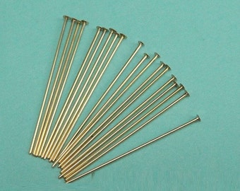 50 pc 26g gauge ga g 14k Gold Filled Flat Head Pins- 1 inch