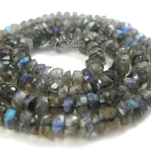 14 inch AAA Labradorite Faceted Rondelle -3mm