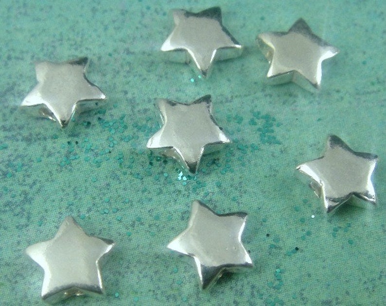 Silver Beads 2 Pcs Sterling Silver Star Beads 7mm Etsy