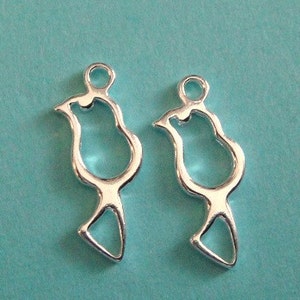 Sterling Silver Birdie Charm, 925 Outline Charm Pendants, 1 PC, 6x15mm image 1