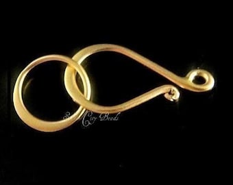 Vermeil Hook Clasp 24k Vermeil Simple Hook and Eye Clasp--25.8 x 10.3mm, GS395