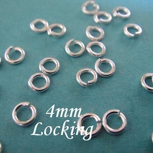 4mm 20 gauge ga g, Sterling Silver Locking Jump Rings, aka Jump LOCKS
