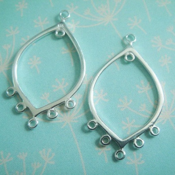 Sterling Silver Chandelier, Teardrop Dangle, 6 loops, Wholesale Earrings, 29x17mm, 18ga