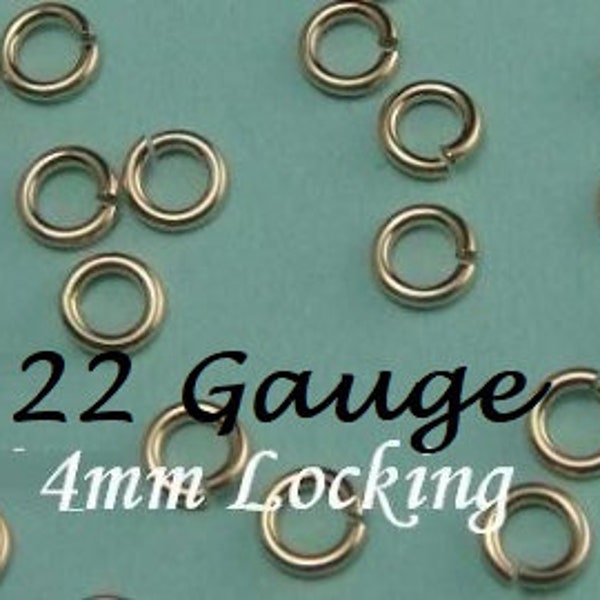 4mm Locking Jump Rings, 14k Gold Filled Hard Snap, Jump Locks, Tempered Wire, 22 ga secure