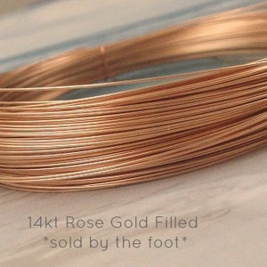 ROSE GOLD Wire, 26 gauge ga g, 14k Rose Gold Filled,  Bulk, half hard, round, Select Your Size, wholesale wire