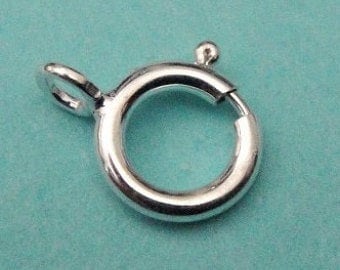 925 STERLING Silver Spring Ring Clasps 10 pcs 6mm Bulk-Sterling Clasp with CLosed Ring- wholesale, SC613