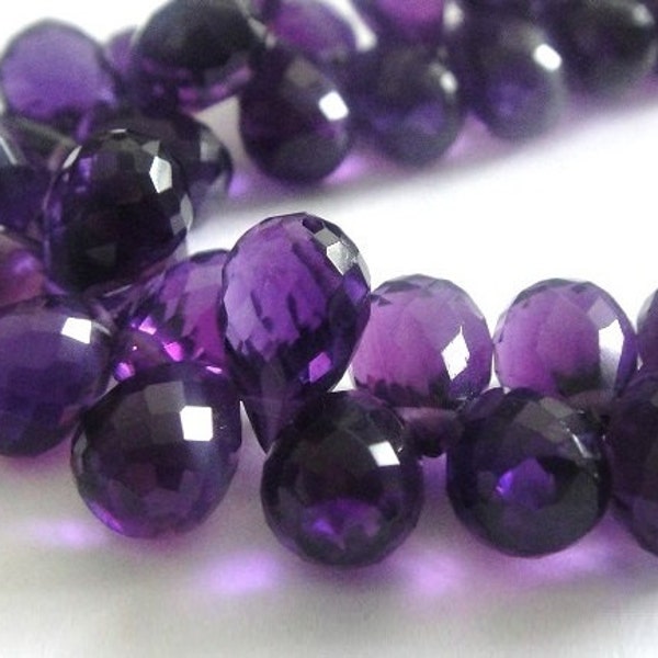 Amethyst Teardrop Briolette, AAA, Matched Pair, 4 PCS, High Quality, Brides, Feburary Birthstone, 9x6-10x6mm