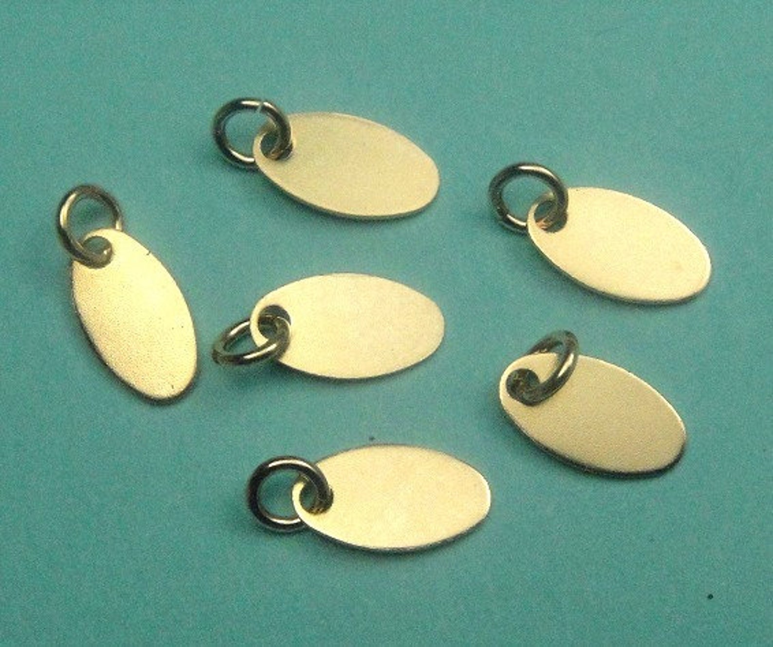 14k Gold Filled Chain Tags Oval Blank Discs Charms 5.5x10mm 6 Etsy