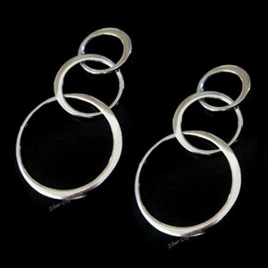 Silver Links, Thai Sterling Silver Circle Links 37 x 18 x .7 image 2