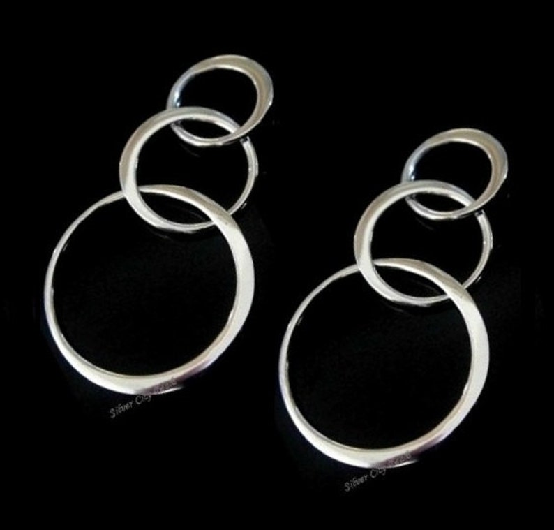 Silver Links, Thai Sterling Silver Circle Links 37 x 18 x .7 image 2
