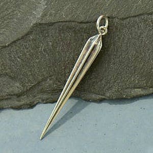 Sterling Silver Star Spike Pendant, Large Drop, 41x4.5x4.5mm, 1 pc