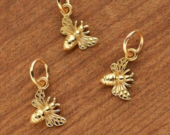 Tiny Bronze HoneyBee Charm,  Bee Insect Charm -13x6.5MM