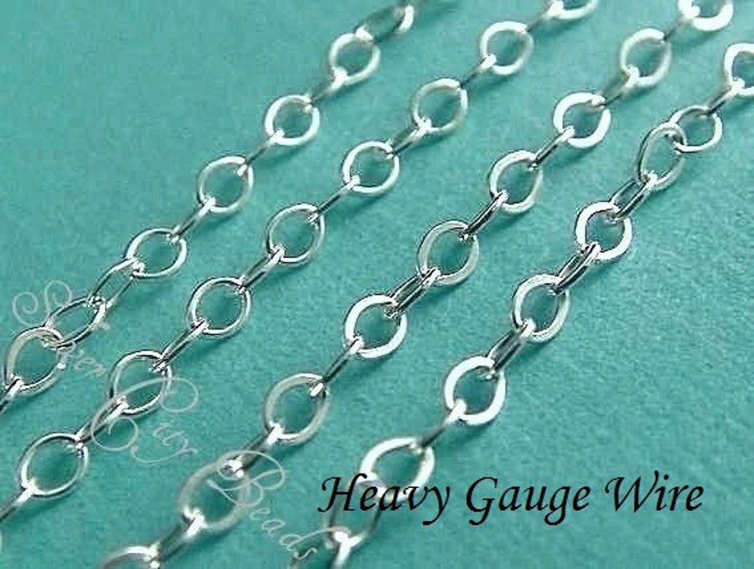 Silver Flat Cable Chain, 6 Ft Sterling Silver Flat Cable Chain UPGRADE