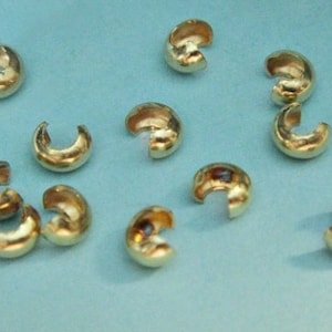 50 pcs - 14k Gold Filled Crimp Covers Beads - 3.2mm