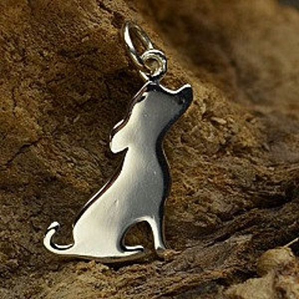 Sterling Silver Dog Charm Silhouette for Stamping, 21.7x11.5mm x 1mm thick (18ga)