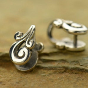 Sterling Silver Pinch Bail - Swirly,  11x6mm, height 6mm