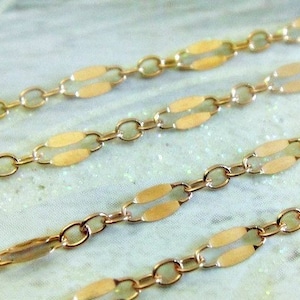 1-10 Feet / Gold Filled Dapped Sequin Chain / Elongated Long and Short Links / Finished Chains/ WHOLESALE Chain by the Foot /  2.50x5mm