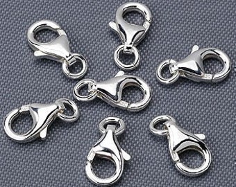 Silver Lobster Clasp, 8 pcs Sterling Silver Lobster Claw  Trigger Clasps -9mm, SC009