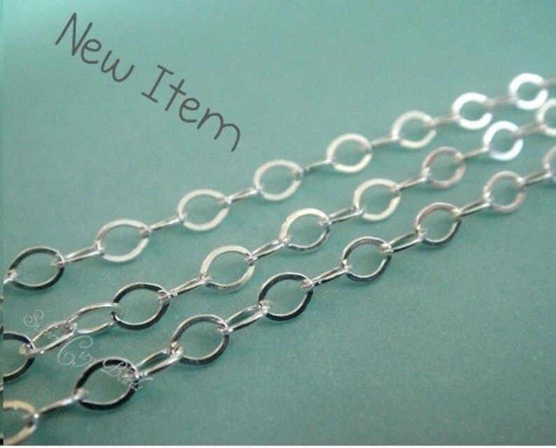 Sterling Silver Flat Cable Chain 20ft Wholesale Chain 3x4mm image 1