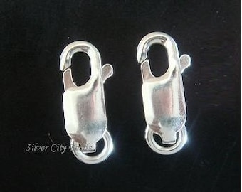 Silver Lobster Clasps, FLAT Bali Sterling Silver Lobster Claw  Clasps-10x4 mm, 6 pcs, SC104