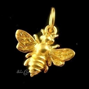 24k Vermeil Honey Bee Charm,  14 x 12mm