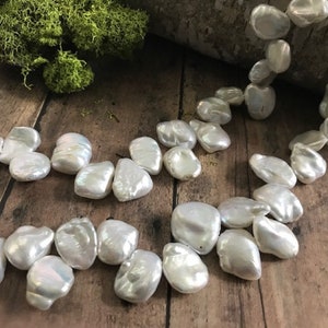 Keshi Pearls, WHITE Freshwater TOP Drilled Keishi, 13-15mm