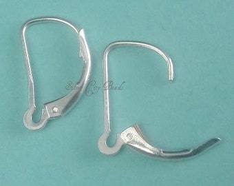 Silver Leverback Earwires, Lever Back Interchangeable Earwires, 2 Pcs- Sterling Silver -9.7x15.6mm