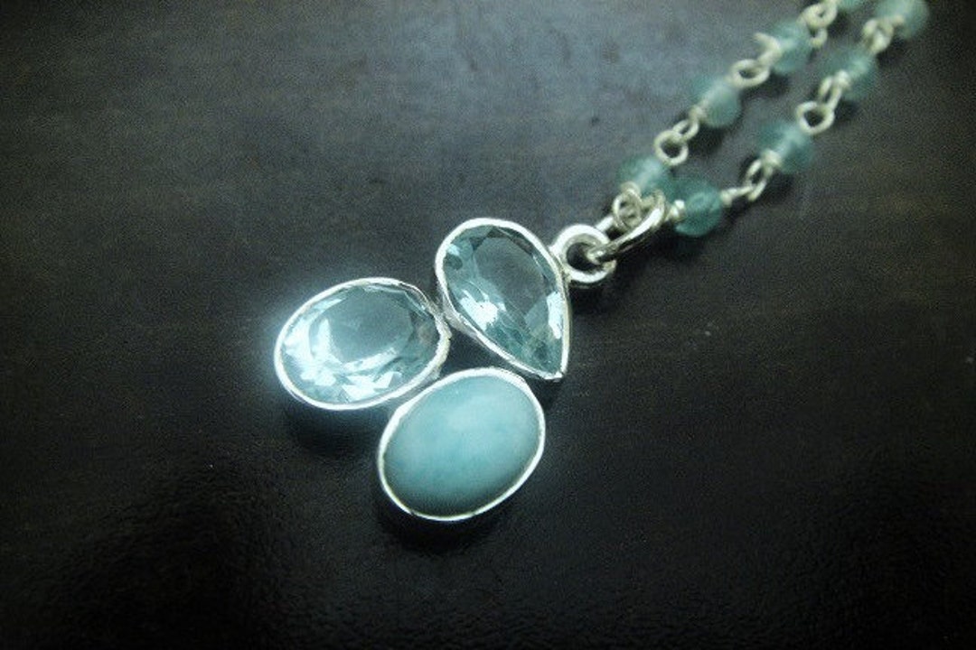 Larimar and Blue Topaz Angel Pendant