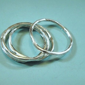 KNUCKLE STACK RINGS, Sterling Silver Hammered Ring 3 rings Pinky Finger 20mm, 1.50 Thick image 4