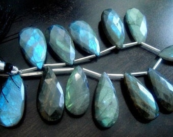 Labradorite Pear Briolettes,  Blue Flashy Faceted Gemstones, LARGE, 19-20mm. Brides, Wholesale beads