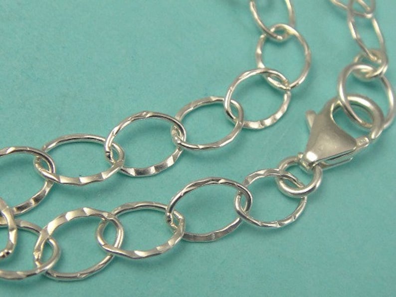 Sterling Silver Charm Bracelet Chain FINISHED Hammered Cable Etsy