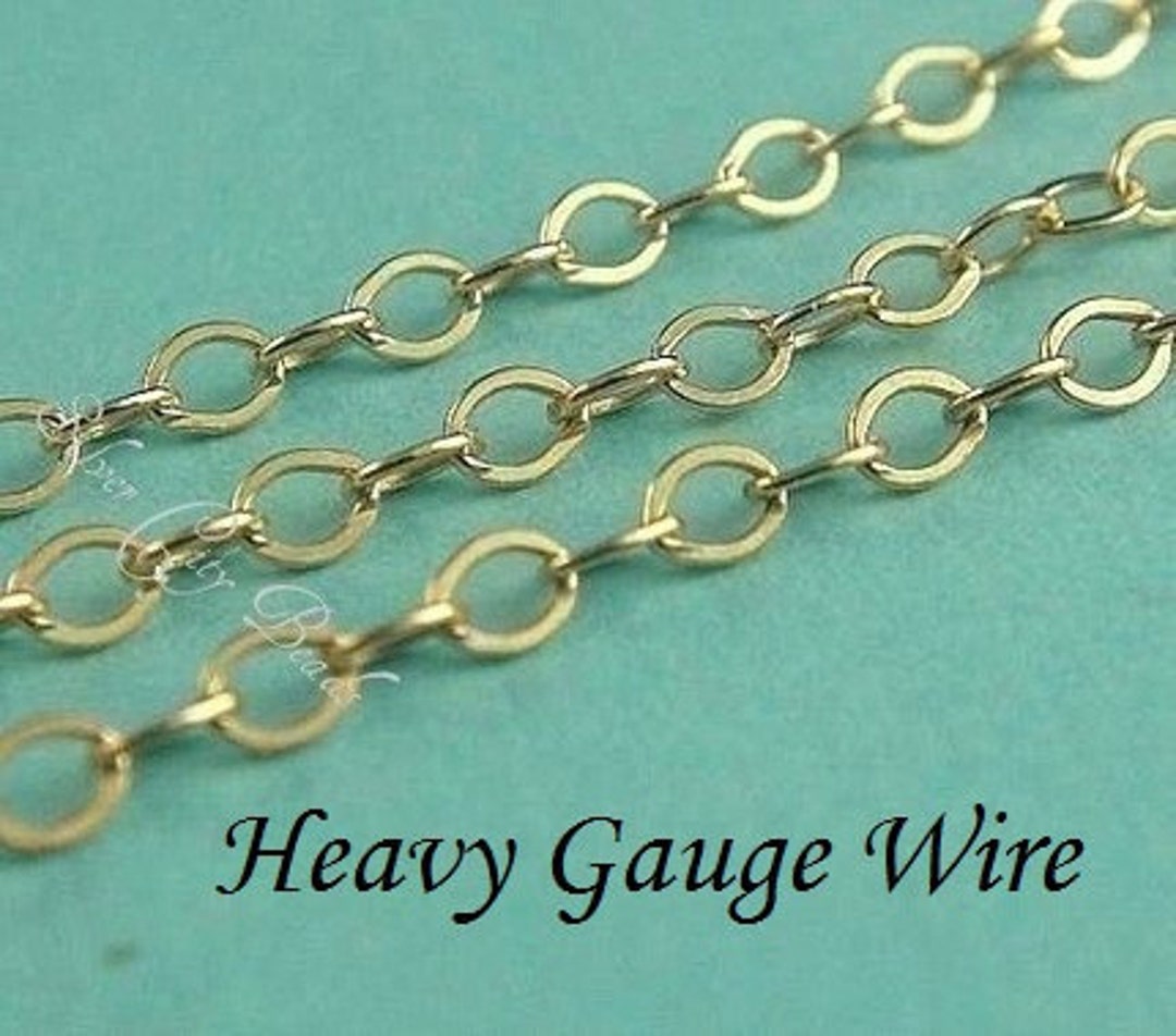 14k Gold Filled Flat Cable Chain, 3 Ft, HEAVY Guage Wire UPGRADE