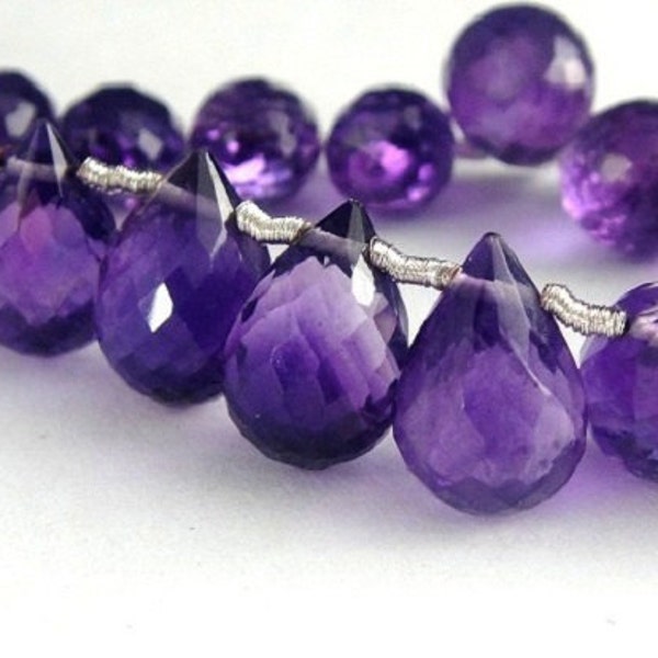 Amethyst Teardrop Briolette Faceted , SELECT YOUR QUANTITY, 8x5 - 9x6mm  High Quality