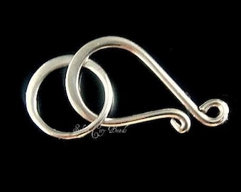 Silver Clasp, Sterling Silver  Simple Hook and Eye Clasp 25.8 x 10.3