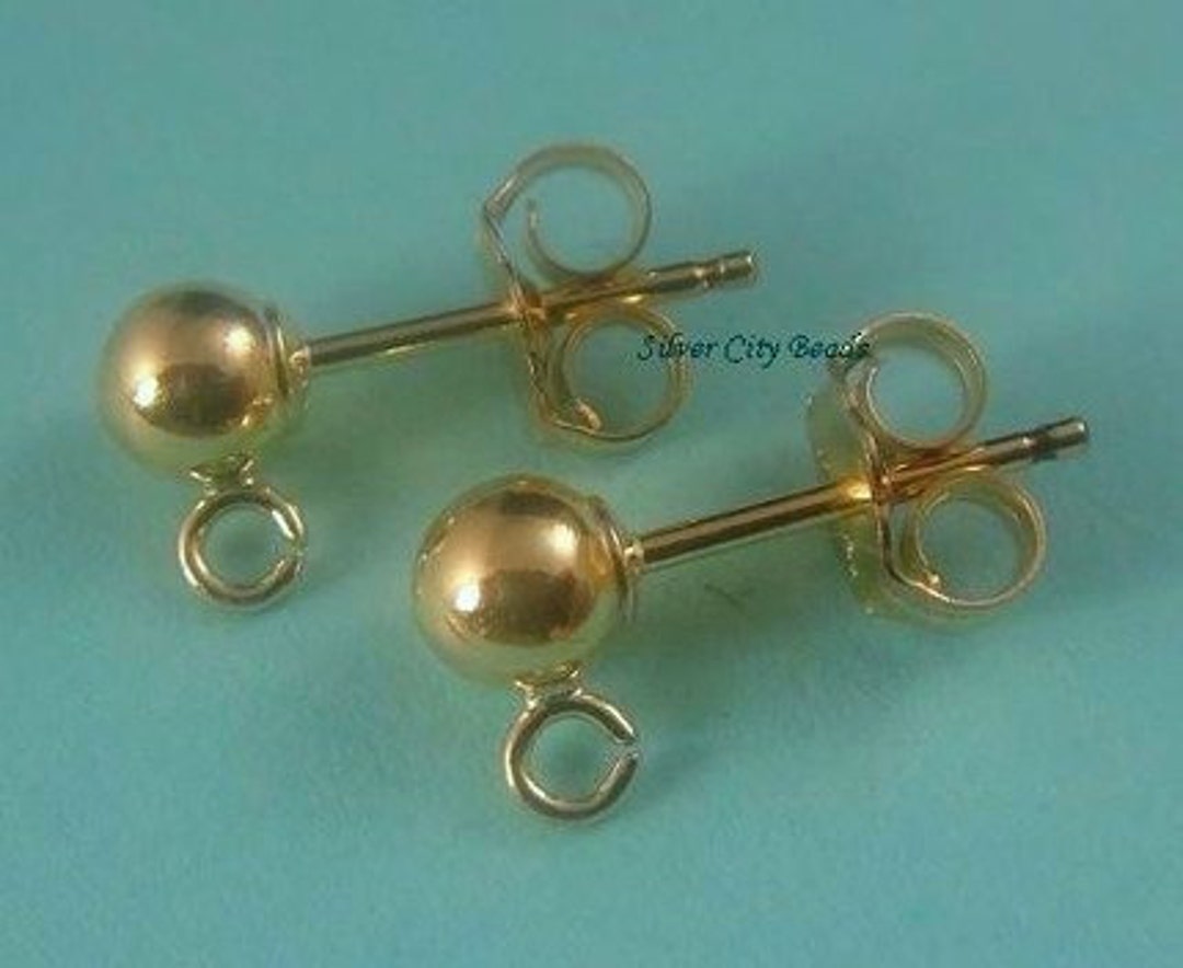 4mm Ball Post Earrings, 2 PAIR, 14k Gold Filled Ball Ear Post With