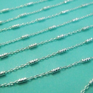 1-50 Ft, Sterling Silver Bar Chain, Textured, Faceted, Spiral Tube Links, Cable Chain by the foot, Wholesale Chains, 1.3x3.5mm