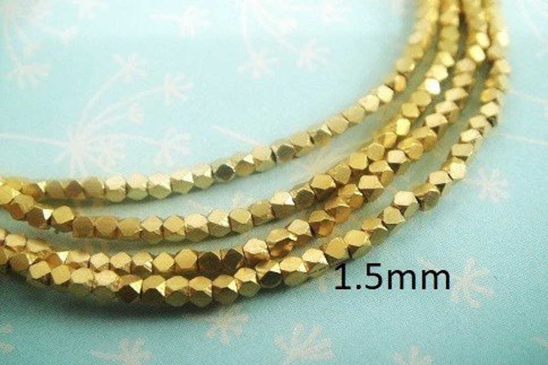 1.5mm Gold Vermeil Faceted Beads, 24kt Gold Plate Over 925 Fine Silver