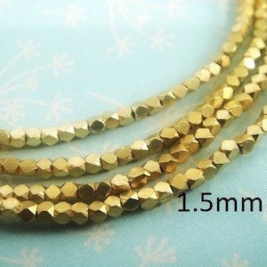 1.5mm Gold Vermeil Faceted Beads, 24kt Gold Plate over 925 Fine Silver Handmade Spacer Bead, 20pcs-210(1 strand)-Select your quantity