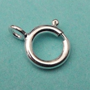 925 Silver Sterling Spring Ring Clasp, 10 Pcs- 5mm, Sterling Silver Spring Ring Clasps, Closed Ring, SC145