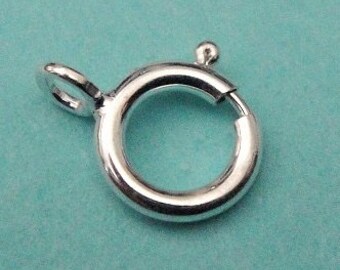 925 Silver Sterling Spring Ring Clasp, 10 Pcs- 5mm, Sterling Silver Spring Ring Clasps, Closed Ring, SC145