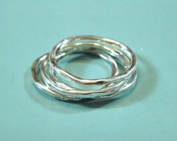 KNUCKLE STACK RINGS, Sterling Silver Hammered Ring- 2 rings- Pinky Finger 20mm, 1.50 Thick