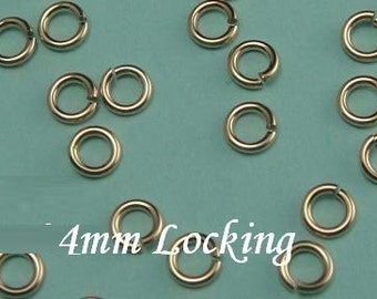 100 Pcs -4mm, BULK- 14k Gold Filled Locking Jump Rings- 20g-