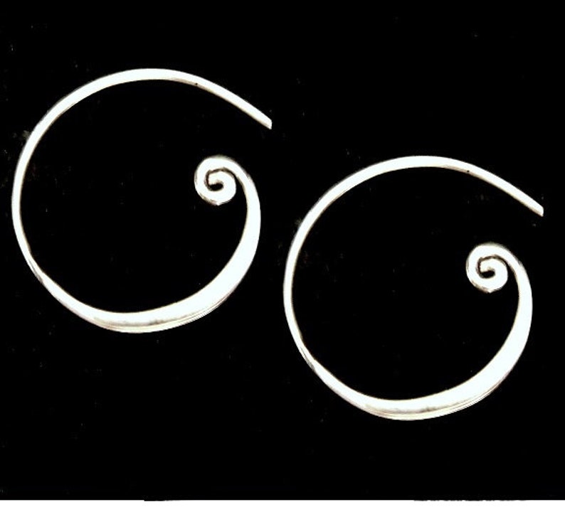 Sterling Silver Curled Hoop Ear Wires Earrings 1 PAIR Wholesale Earring Findings Thickness 1.04mm 18ga 20mm
