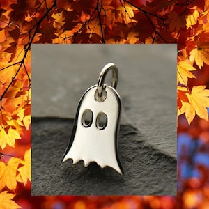 Sterling Silver Ghost Charm - Halloween Charms,  Wholesale charms